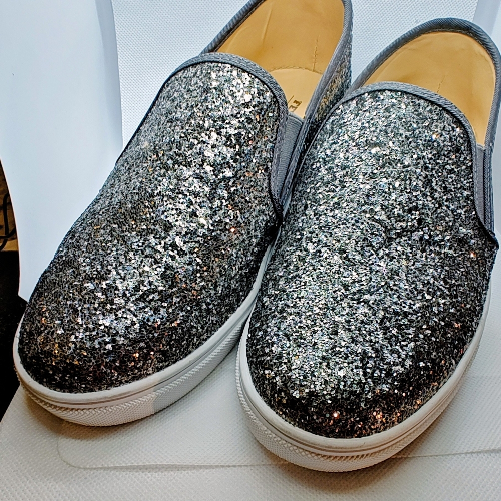 Fever Sole Silver Sequins Slip On Shoes Size 8W